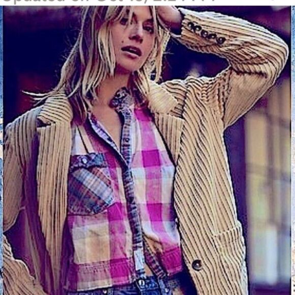 We The Free People Emily Plaid Top size S - Picture 2 of 15